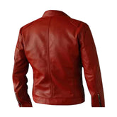 Veste de motard élégante en cuir rouge pour homme